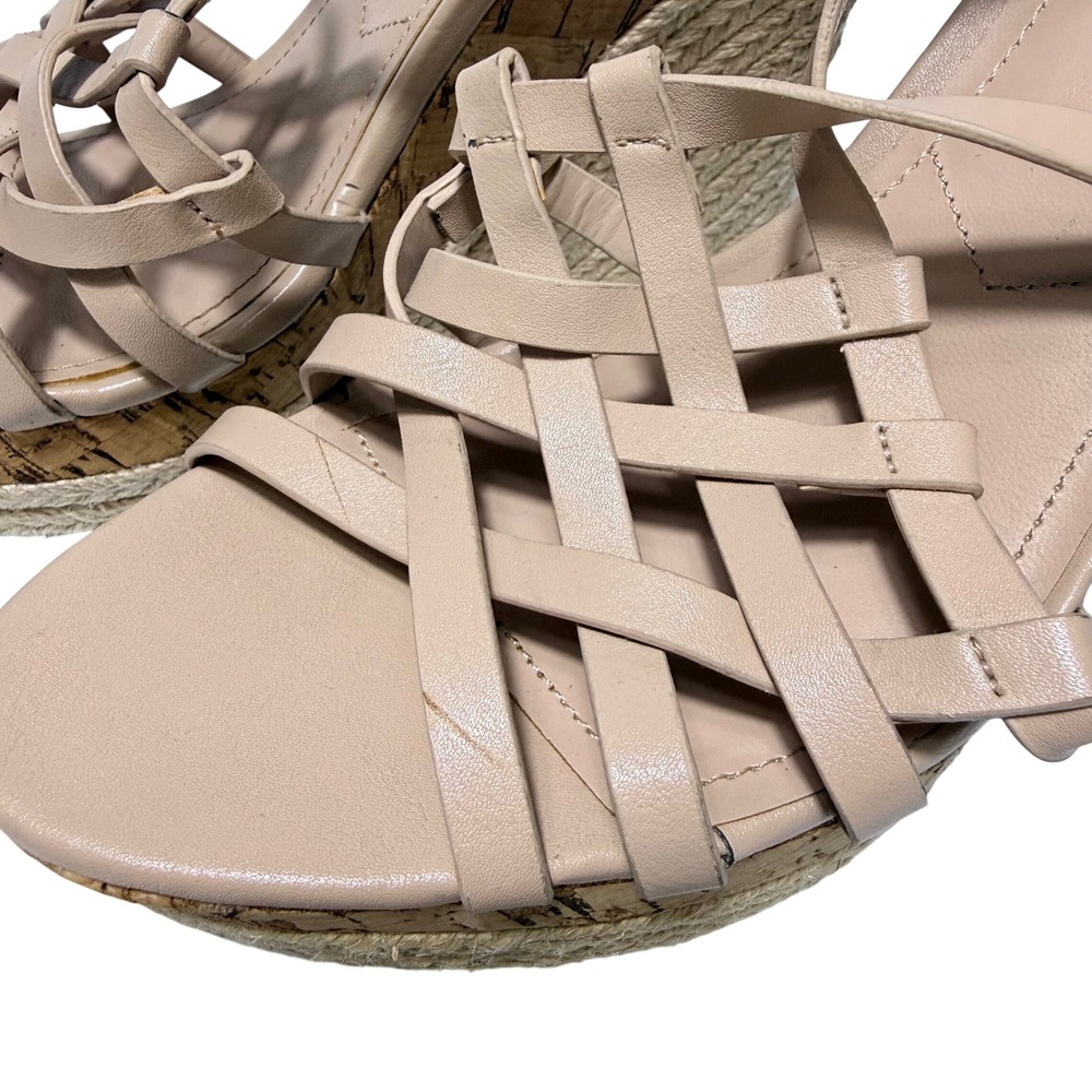 Charles by Charles David Nude Strappy Espadrille Cork Wedge Sandals 9M‎ Summer - Picture 14 of 16